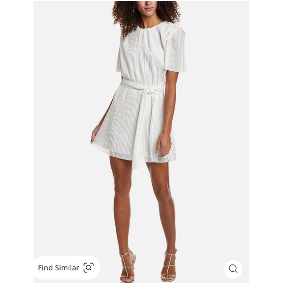 Amanda Uprichard Roxbury Aline Pleated Mini Dress White PLT-21988 Medium M NEW - Picture 1 of 4